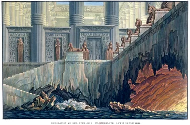 第2幕のエジプトセットデザイン、オペラ「魔法のフルート」のシーンxxviiiヴォルフガングアマデウスモーツァルト（1756-91）